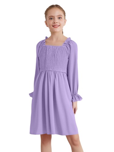 Kinder Mädchen Kleid Geburtstagskleider geraffte Kleider Urlaub eckiger Ausschnitt Picknick Herbst - Bild 87 von 92