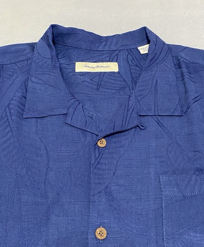 Tommy Bahama Hawaiian Shirt Mens 3XL Blue Silk Palm Leafs Tropical Resort - Picture 3 of 12