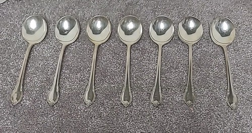 1847 Rogers Brothers Silverplate REMEMBRANCE Round 7" Gumbo Soup Spoons Lot of 7 - Picture 4 of 11