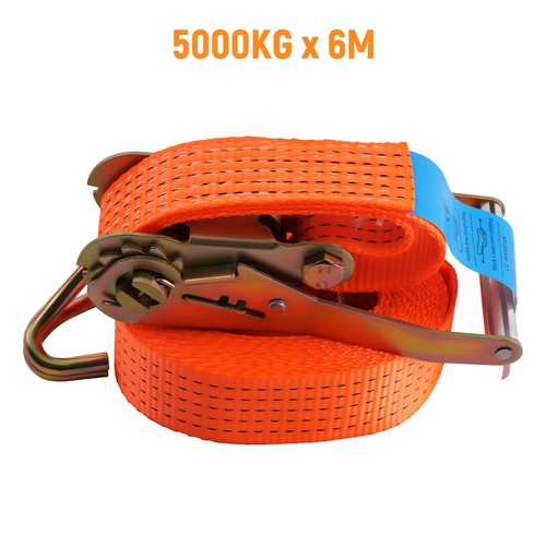 x10 6m 5000kg 50mm Recovery Ratchet Straps Tie Down J Hook lashing strap - Picture 5 of 19