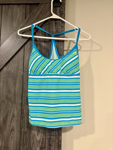 Adidas Swim Top Stripes Size 6 White Green Yellow Blue Beach Summer NOS Tankini - Picture 5 of 12