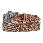 Hooey Men's Liberty Roper Filigree Brown Leather Belt HMBLT072