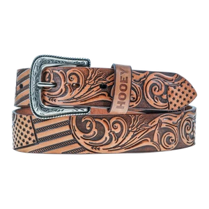 Hooey Men's Liberty Roper Filigree Brown Leather Belt HMBLT072