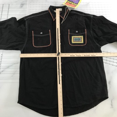 Vintage Major Damage Shirt Mens Large Black Button Up Denim