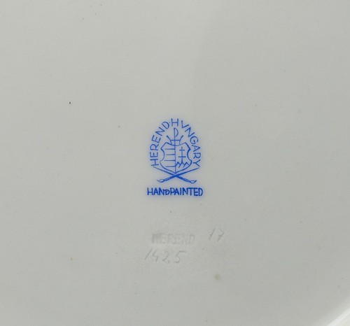 V.FINE VINTAGE HEREND HUNGARY ROTHSCHILD BIRD TWO HANDLED PORCELAIN CAKE PLATE - Picture 8 of 9