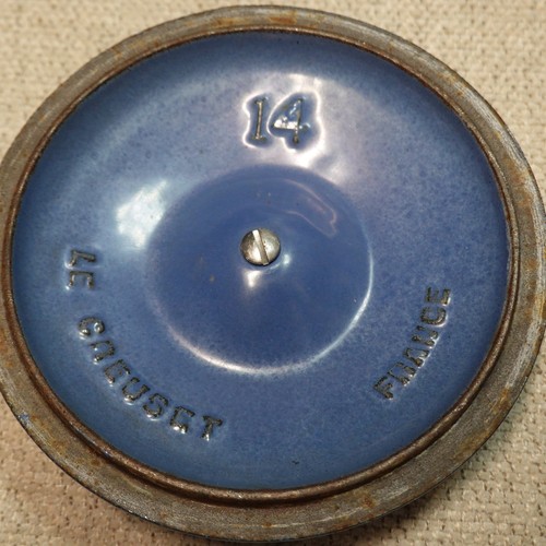 Vintage Le Creuset Sauce Pan #14 France Cast Iron With Lid Hollow Handle Blue - Picture 12 of 15
