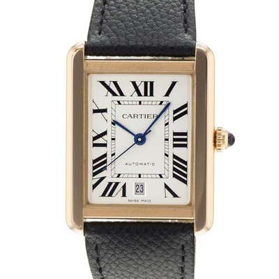 Cartier Tank Solo W5200026 3514 31mm Silver Rose Gold Leather Mens