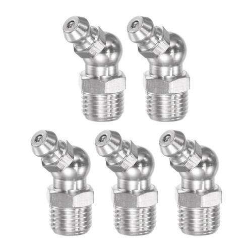 Montaje de grasa hidráulica de 45 grados de acero inoxidable 304 5 piezas rosca M12 x 1 mm - Imagen 3 de 4