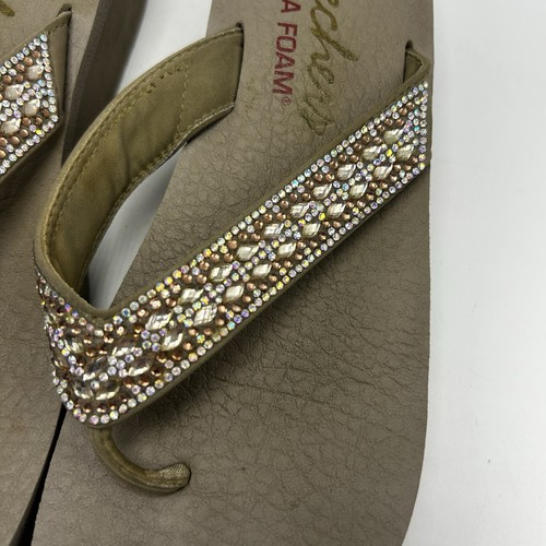 Skechers Thong Sandal Women 8.5 Yoga Foam Flip Flop Bling Capsule Comfort Chunky - Picture 4 of 6