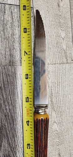 Vtg LIFETIME Cutlery Set Of 6 Steak Knives Faux Stag💥New💥 - Picture 8 of 9
