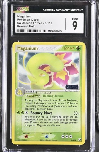 Meganium 9/115 - 2005 Pokémon EX Unseen Forces Reverse Holo CGC 9 MINT