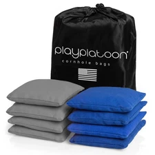 Play Platoon Premium Weather Resistant Duckcloth Cornhole Bags 4 Blue & 4 Gray