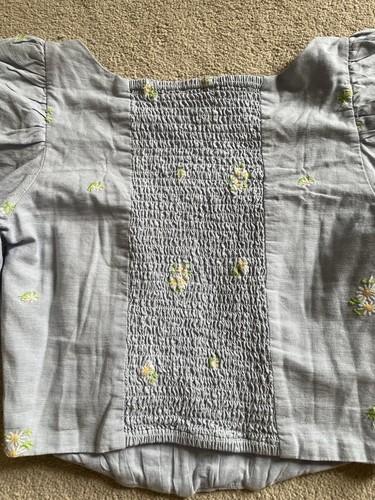 Mango Floral Embroidered Top Blouse Corset Size 10 Linen Blend Pretty BNWT - Picture 9 of 13