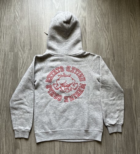 Sudadera con Capucha Gris Pequeña Vintage Años 80 United Stats US Marines Bulldog Gráfico - Imagen 3 de 9