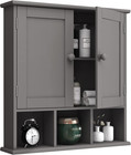 Grey Bathroom Cabinet with 2 Door Adjustable Shelves, over the Toilet Storage, W