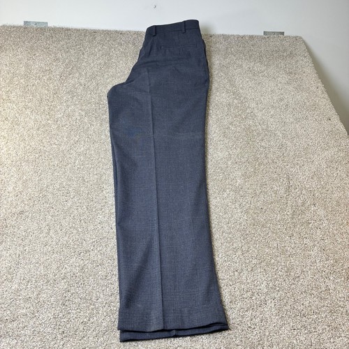 Ralph Lauren Mens Dress Pants 36x32 Gray Blue Plaid Career Business Pleated Cuff - Bild 3 von 5