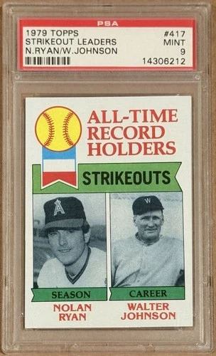 1979 Topps #417 Nolan Ryan Walter Johnson All-Time Strikeout Leaders PSA 9 Mint