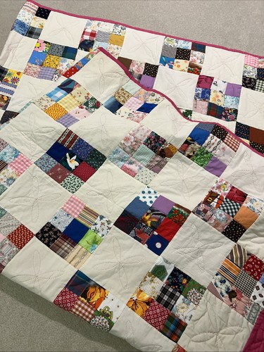 Vintage UNFINISHED Patchwork Quilt or Coverlet TOP ONLY 96 x 82 Excellent - Imagen 7 de 11