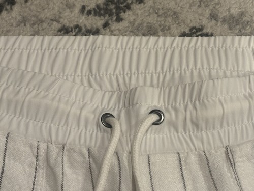 ATHLETA Stripe Bali Linen Crop Women’s Pants White Gray *Size 4 P* - Picture 4 of 8