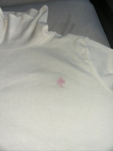 NWT Lilly Pulitzer Girls Turtleneck Size XL Cream With Pink Palm Cute! New $28 - Picture 2 of 3