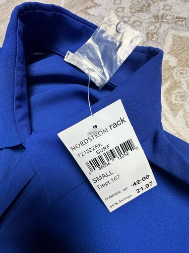 Nordstrom Rack Soprano Long Sleeve Button Blouse Royal Blue Size Small - Picture 4 of 9