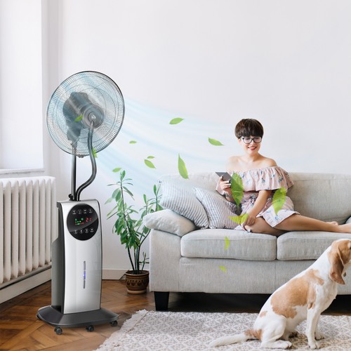 Ventilador de Pedestal HOMCOM 16" con Spray de Niebla de Agua Ventilador de Pie, Tanque de 3.1L Negro - Imagen 10 de 11