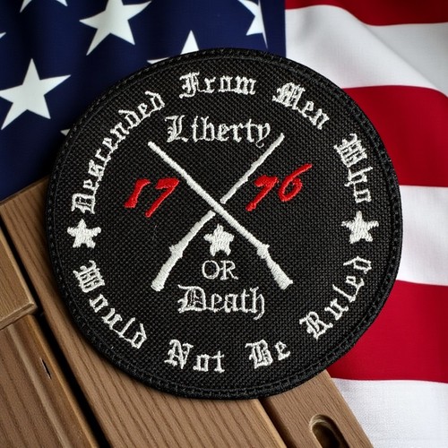1776 Liberty or Death Embroidery Patch 3.98" X 4.01" - Picture 1 of 8