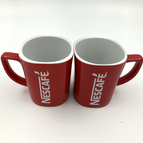 Juego de 2 tazas rojas Nescafé con logotipo de doble cara taza de café 2x diferentes 11 oz - Imagen 2 de 8