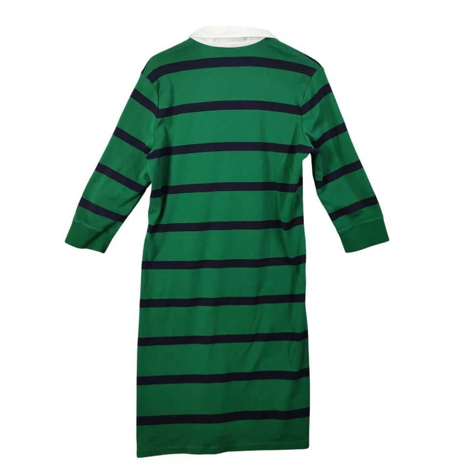 Ralph Lauren Women Green Navy Stripe Rugby Polo Shirt Midi Dress Women XL Preppy - Image 2 of 4