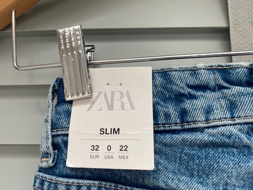 ZARA Mädchen blaue Jeans Alter 13-15 UK 4 hoher Bund schmale Passform knöchellang Denim - Bild 8 von 8