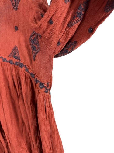 Haut tunique Free People brodé de diamants taille S cannelle boho babydoll - Photo 9/16