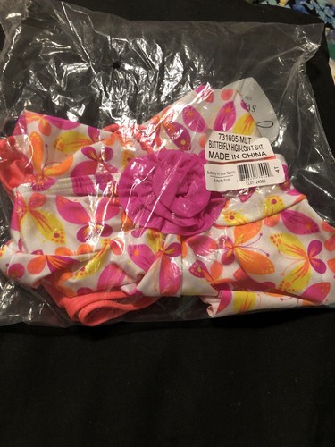 NIP 2pc. Pink/Peach Butterfly Swimsuit Size 4T - Picture 5 of 6