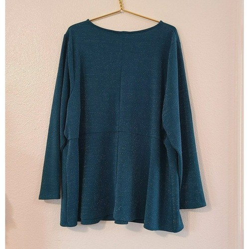Lane Bryant Langarm V-Ausschnitt grün funkelndes Top Damen Übergröße 26/28 - Bild 9 von 9
