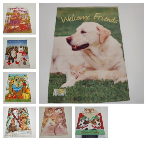 Set 7 Animali Natale Vacanze con Pupazzo di Neve Mini Bandiere da Giardino Striscione 12"x18" - Foto 1 di 24