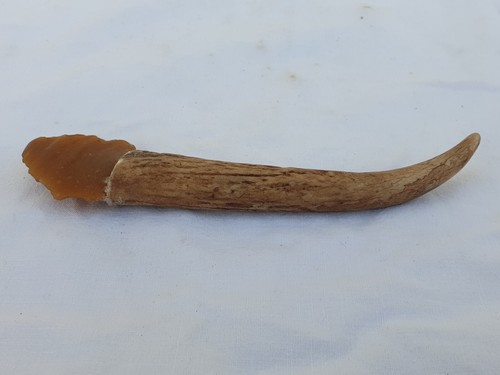 Prehistoric Neolithic Prehistory Tool Dagger Flint Cut Replica Deer - Picture 11 of 14