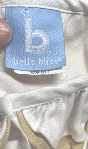 Bella Bliss Sz 2 Long Sleeve White Blouse With Double Ruffled White & Tan Collar - Picture 5 of 5