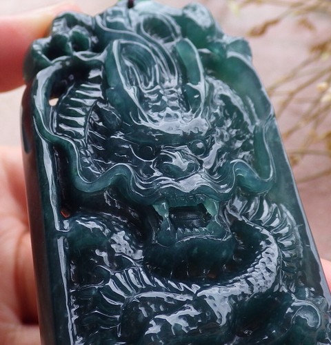 Certified Icy Green Burma Natural A Jade jadeite Pendant Dragon Coin 生意兴隆 651237 - Picture 4 of 11