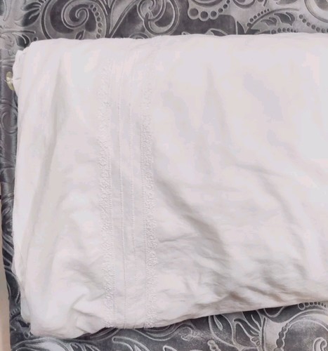 Funda nórdica West Elm Twin/Completa 100 % algodón blanca bordada a lo largo 85"x84" - Imagen 1 de 9