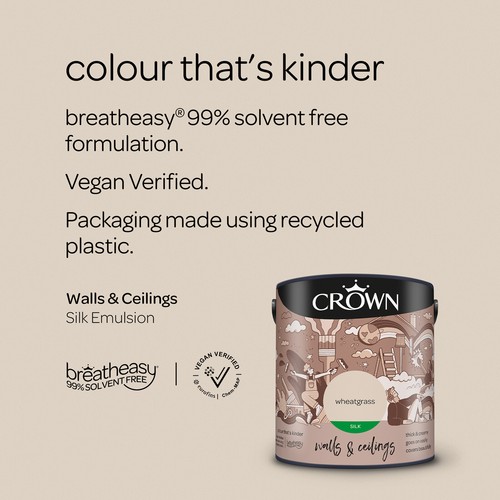 Crown Emulsion Silk Paint Assorted Colours Walls & Ceiling 2.5L All Colours - Picture 297 of 299