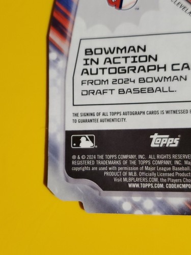 Travis Bazzana 2024 Bowman Draft Chrome In Action Auto Gold Diamond #49/50 - Picture 12 of 12