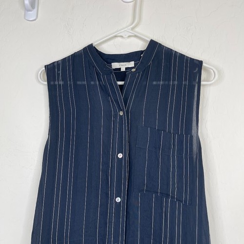 VINCE Womens Size S Button Up Midi Shirt Dress Striped Belted Casual Office Work - Picture 3 of 12