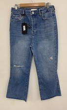 River Island Women’s High Rise Cropped Flare Jeans Blue Size 12 S NEW