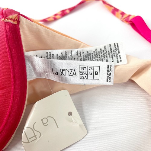 La Senza Soutien Gorge Bra Size 34B Red Orange Pink Zebra Stripe Rhinestone New - Picture 7 of 9