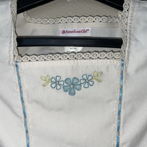 American Girl Dress Like Your Doll Caroline Nightgown Blue Ribbon Size Small 7/8 - Picture 4 of 12