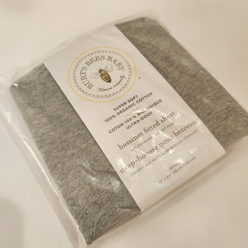 NIP Burt's Bees Bassinet Fitted Sheet Organic Cotton Gray Unisex - 第 3/5 張圖片