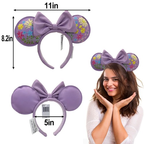 DisneyParks Anniversario Minnie Mouse Fiocco Blu Orecchie Fiore Topolino Cerchietto Orecchie - Foto 3 di 5