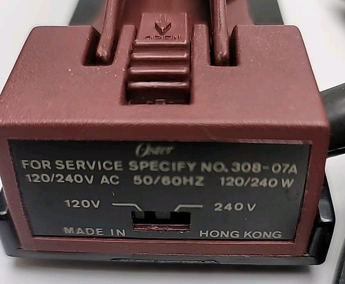 Vintage OSTER Mini Travel Iron Maroon Dual Voltage 308-07A 120V 240V - Picture 5 of 15
