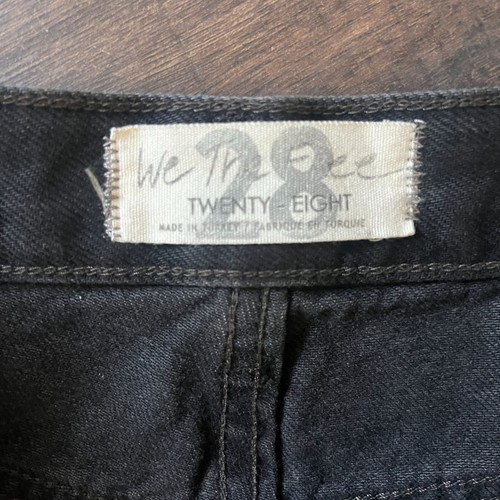 Free People Womens 28 Black Crop Jeans Button Fly Raw Slit Hem Straight Leg - Picture 3 of 8