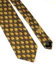 Ermenegildo Zegna Mens 100 Silk Neck Tie Brown Gold Geometric 59.5x3.75 Italy