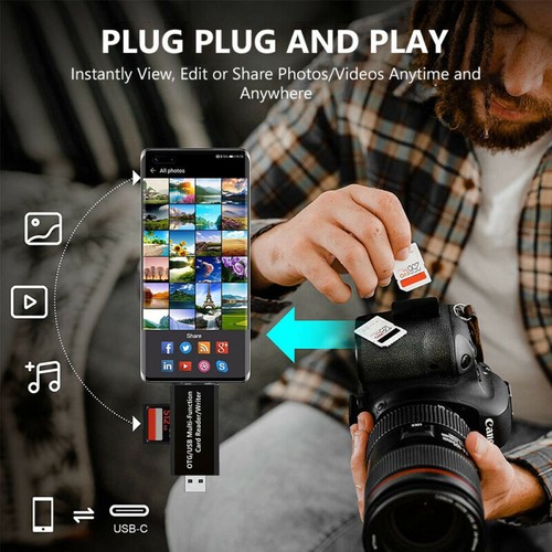 Memory Android TF SD SDHC SDXC MMC USB Card Reader 2 in 1 OTG Adapter Micro SD - Picture 7 of 11
